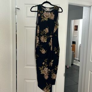Navy Floral Midi Dress